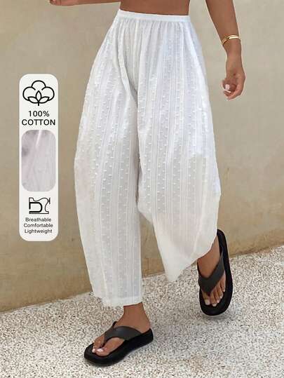 Livesso Women's Solid Color Drawstring Waist Wide Leg Pajama Pants