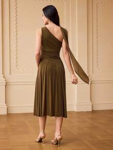 ZEYLAH Đầm ôm sát thanh lịch bằng ren dệt kim, thích hợp cho mùa xuân/hè. - xanh quân đội - Xem 3