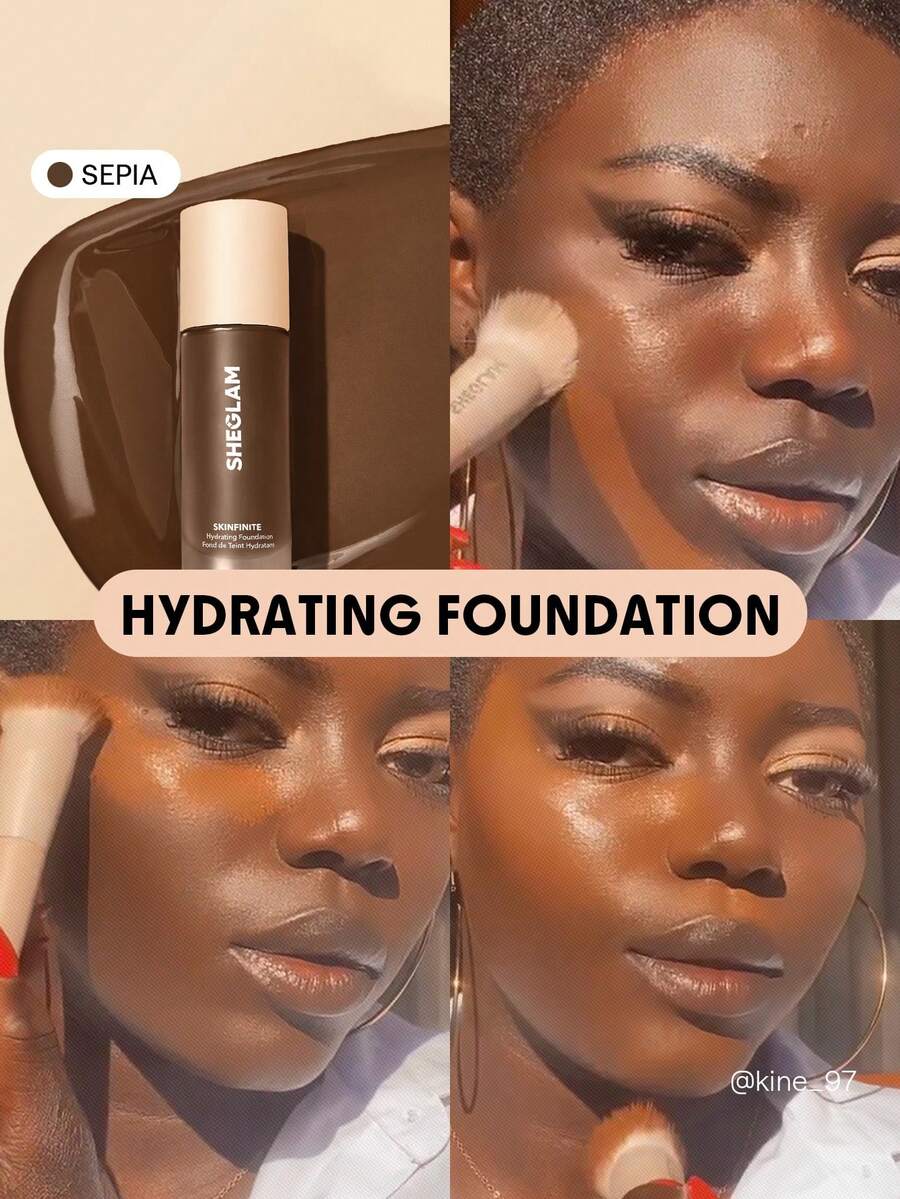 SHEGLAM Base De Maquillaje Hidratante Skinfinite-Sepia Flawless Dewy Foundation Cobertura Hidratante Corrector De Poros Invisible Sin Poros No Grasoso Base De Maquillaje LíQuida Suave Y Ligera Base De Maquillaje Para Navidad Y - Sepia - Ver 1