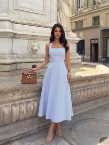 Firerie Đầm nữ dáng chữ A dài ngang gối thanh lịch, gợi cảm, cổ mở, không thắt nơ, kiểu dáng mới; Đầm nữ dáng chữ A dài ngang gối kẻ sọc xanh trắng, cổ vuông, thắt nơ sau lưng, kiểu dáng retro thanh lịch; Đầm mùa hè; Đầm đi nghỉ mát; Đầm xòe; Thích hợp cho lễ tốt nghiệp, tiệc tùng, các dịp thường ngày, trang phục xuân/hè, đi làm, thanh lịch, đi nghỉ mát, đi biển, lãng mạn, hẹn hò, đầm dự tiệc trà. - Xanh và trắng - Xem 4