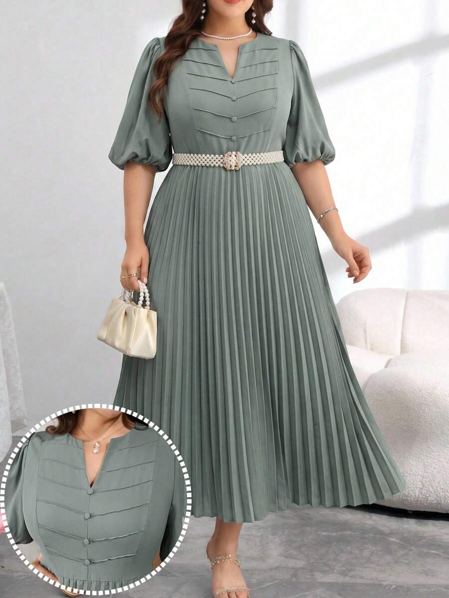 Modelyn Plus Size Solid Color Minimalist Casual Short Sleeve Dress