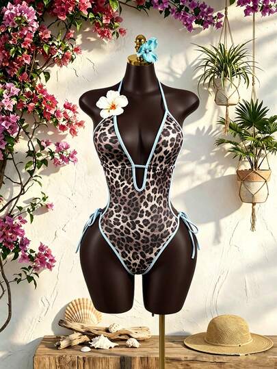 SaltGleam SaltGleam 豹纹性感海岛度假连体衣