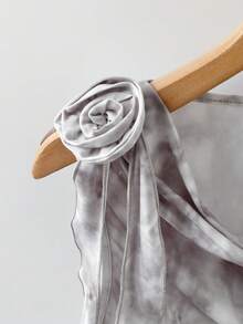 GlowEve Women's Tie Dye Ruffle Neck 3D Floral Print T-Shirt - Multicolor - View 4