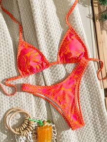 Swim Vcay Bộ đồ bơi 2 mảnh nữ mùa xuân/hè 2026 mới, họa tiết hoa ngẫu nhiên, đồ bơi thanh lịch, thoải mái cho kỳ nghỉ biển. - Nhiều màu - Xem 1