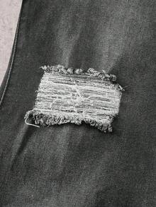 Skyrend 男士口袋做旧毛边喇叭裤休闲牛仔裤 男士做旧牛仔裤 - 深灰色 - 查看 4