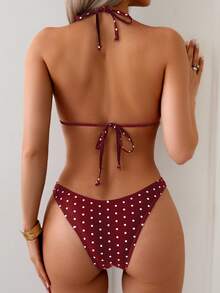 Swim Basics 女士两件式波点印花比基尼套装，休闲度假风 - 彩色 - 查看 2