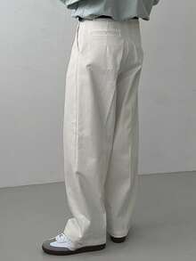 DAZY Pantalones rectos de pierna larga para hombre, ideales para ir al trabajo - Blanco - Ver 2