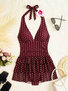 Women Plus Size Sports Dresses - Bordeaux - View 12