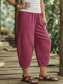 EMERY ROSE Women's Solid Color Casual Pants - Rusty Rose - View 4