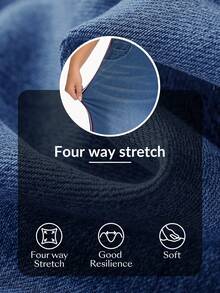 Flexra Pantalones vaqueros de punto de estilo casual y urbano para mujer de talla grande - Azul lavado oscuro - Ver 8