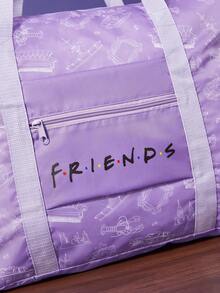 FRIENDS X SHEIN 1. 可爱的卡通人物图案，可收纳旅行包、沙滩包，适合通勤、运动、休闲、郊游，大容量，男女老少皆宜，学生适用，可固定在普通行李箱拉杆上，亦可作为友谊相框使用。 - 紫色 - 查看 6