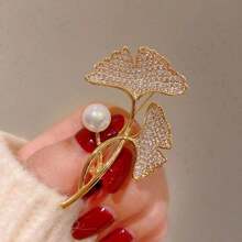 Cirelle Nature-Inspired Crystal Brooch - Four-Leaf Clover/Maple Leaf/Butterfly Design, Elegant Rhinestone Lapel Pin For Women's Daily Wear - Multicolor - View 13