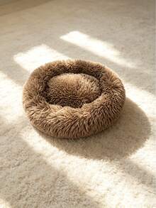 1 Piece Round Warm Fleece Pet Bed, Suitable For Small, Medium And Large Pets, All Seasons Sleeping Use - Camel - View 10