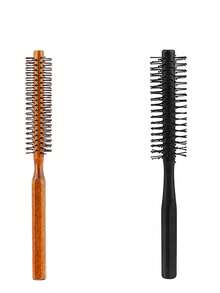 1 Small Wooden Rake Brush For Root Volume Styling, Beauty Salon Round Rake Brush For Bangs, Curls, And Inward Curled Hair - Multicolor - View 4