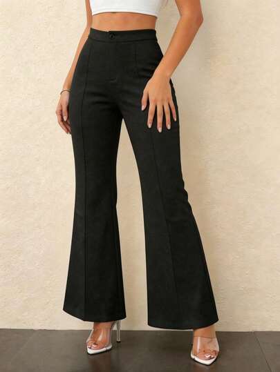 Pantalón Blanco Acampanado Flare de Tiro Alto para Mujer, Elegante y versátil