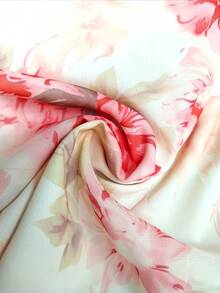 Chiffon Printed Patchwork Sleeveless Romantic Vacation Dress For Women - Pink - View 4