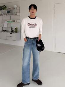 DAZY Spring Letter Print Color Patchwork Long Sleeve T-Shirt For Men Summer - Multicolor - View 6