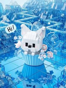 POKOJA LAND 1 件装积木，可爱纸杯蛋糕造型动物迷你微型积木，3D 拼装拼图，创意花朵装饰卡通人偶，可收藏的微型模型桌面摆件，家居装饰，办公桌伴侣，派对礼物，情人节、生日、圣诞节节日礼物，送给朋友、家人、动物爱好者、积木爱好者，送给她/他的礼物 - 彩色 - 查看 3