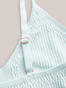 Barelissa Women's Minimalist Seamless Wireless Bra With Textured Fabric, Spaghetti Strap - Mint Blue - View 7