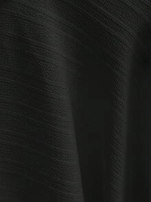 Soleia Ropa de vuelta al colegio y vacaciones para mujer talla grande, blusa de manga larga con cuello en V, textura blanca y volantes en el bajo - Negro - Ver 8