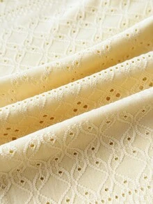 Teen Girls' Summer Casual Vacation Cream Yellow Knit Textured Lace Patchwork Camisole - Yellow - View 5