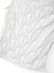 Franclia Áo hai dây cổ đứng bằng ren jacquard dệt kim co giãn, hơi xuyên thấu. - trắng - Xem 6