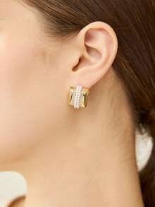 MOTF PREMIUM Pre Gold Square Pearl Earrings - Yellow Gold - View 4