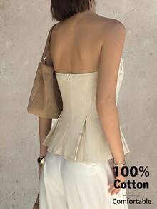 2026 New Women's Lace-Trimmed Tube Top - Apricot - View 5