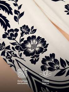 CAJUNI Women's Bohemian Floral Print Elastic Waist Drawstring Fashion Sweatpants - Black and White - View 6