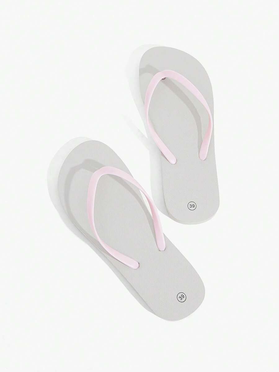 Grefit 2026 Summer Candy Color, Fog Gray Cherry Blossom Powder Contrasting Color Flip-Flop Girl, Soft Elastic Foot Bed Does Not Grind Feet, Seaside Walk/Daily Street, Summer Flower Market Garden Party Comfortable Sandals Summer Shoes - Fog ash cherry blossom powder - View 1