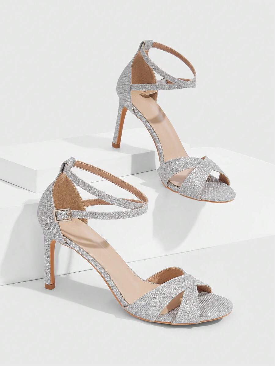 CUCCOO SZL Women's High Heels, New Open-Toe Fashion Round Toe With Sexy Temperament, Silver Versatile Stiletto Skirt, Beautiful European And American Style Versatile Sandals Summer - Silver 194 - View 1