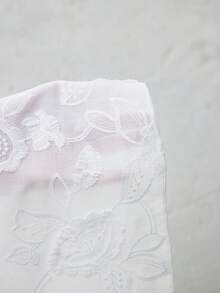 Rafferiza Vestido de verano/primavera elegante francés para vacaciones, salidas y citas. Vestido de línea A con mangas de pétalos, cintura ceñida y bordado blanco jacquard - Blanco - Ver 7