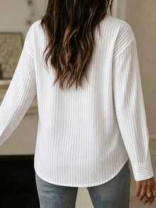 Blusa romántica de San Valentín con cuello de camisa, manga larga y decoración de corazón dorado, elegante y de moda para uso diario en color rojo rosado - Blanco - Ver 2