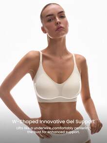 LUVLETTE Dream Curve Air Wireless Seamless Breathable Sheer T-Shirt Plunge No Show Underwear Pure White Airy Sticky Basic SizeFreedom Bra Also Suitable For Teen Girl & Young & Kid - White - View 3