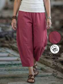 EMERY ROSE Women's Solid Color Casual Pants - Rusty Rose - View 1