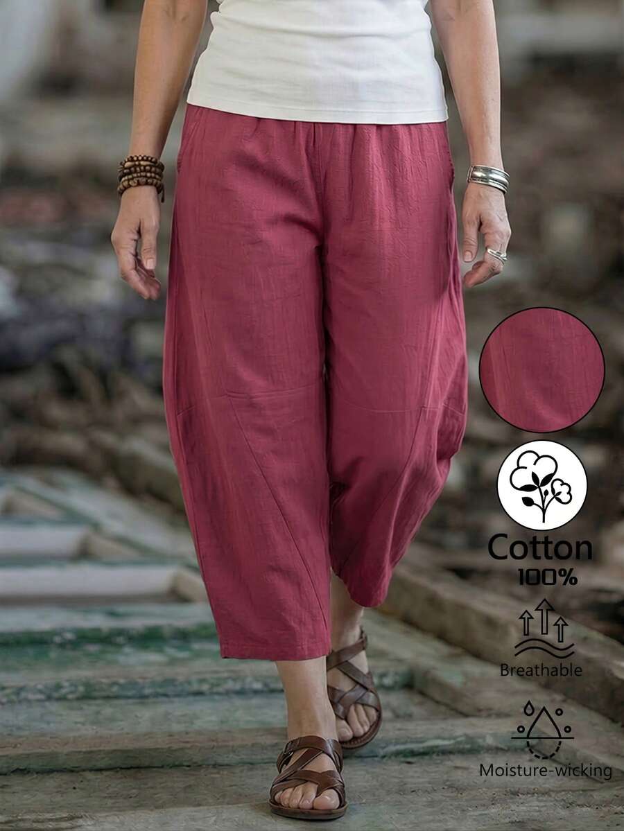 EMERY ROSE Women's Solid Color Casual Pants - Rusty Rose - View 1