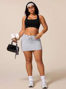 SHEIN Rhythm Era Sujetador deportivo sin costuras de alta elasticidad para mujeres de talla grande - Negro - Ver 7