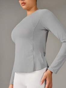 OutZeal Áo thun nữ ngoài trời, chạy bộ, tập gym, nhanh khô, chống tia UV, tay dài, lưng lưới. - Xám - Xem 9