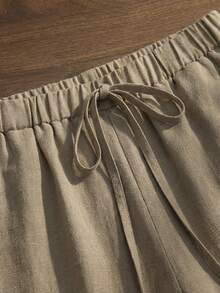 Franclia Women's French Style Casual Vacation Loose Elastic Waist Lightweight Slim Leg Pants, Spring/Summer - Khaki - View 3