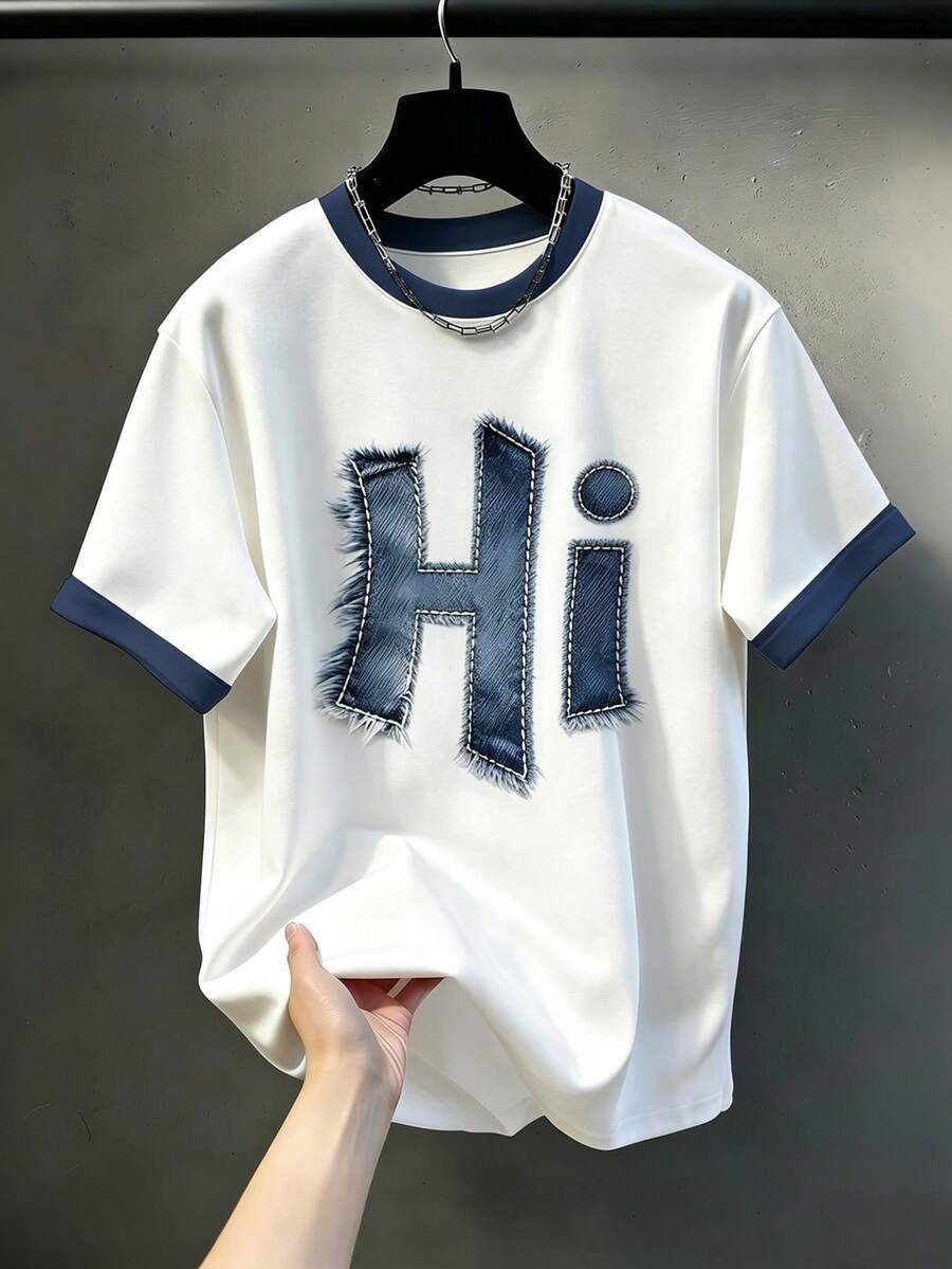 KRYTIVO 男士时尚夏季休闲运动服，男士上衣，腹部肌肉处饰有鸭子图案印花设计 - 白色 - 查看 1