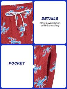 Solantero Men's Lobster Print Beach Shorts, Holiday - Red - View 9