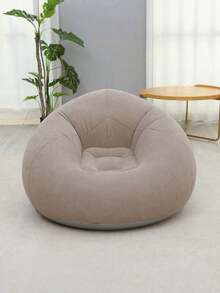 1pc Inflatable Sofa, Inflatable Bean Bag Sofa, PVC Single-Person Spherical Sofa, Foldable Outdoor Lounge Chair (Bottom Of Bulk Goods In Gray And Black, Sent Randomly) - Khaki - View 1