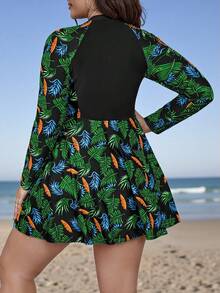 Swim Mulvari Costume da bagno con pantaloncini, taglia comoda, con stampa floreale e effetto patchwork, adatto per vacanze e spiaggia - nero - Visualizzare 2