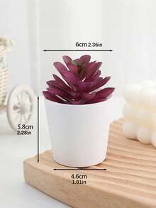 1PC Simulated Flocked Succulent Diamond Pattern/Small White Bucket Plant Pot Artificial Flower Decoration Simulated Flower Table Decoration Succulent Small Bonsai Bionic Green Plant - Multicolor - View 3