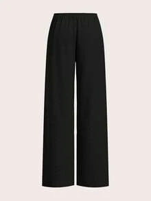 SHEIN Tall 2色女款抽繩腰寬鬆休閒寬腿居家舒適長褲，秋季女裝，冬季，高個女款 - 彩色 - 查看 9