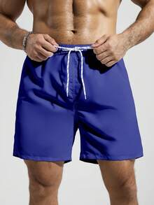 Manfinity KASUA Pantalones cortos de playa con cordón en la cintura de unicolor para hombres, vacaciones - Azul - Ver 5