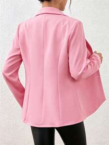 Áo khoác blazer dài tay màu đen ôm sát, gợi cảm dành cho nữ, thích hợp cho mùa đông. - Hồng - Xem 2