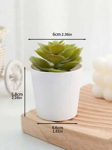 1PC Simulated Flocked Succulent Diamond Pattern/Small White Bucket Plant Pot Artificial Flower Decoration Simulated Flower Table Decoration Succulent Small Bonsai Bionic Green Plant - Multicolor - View 2