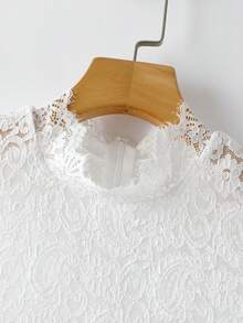 SHEIN Franclia 女士优雅性感透视蕾丝无袖黑白两件套上衣 - 彩色 - 查看 7
