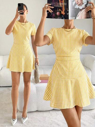 Siren Gaze Women's Plaid Mini Dress, Fashionable For Dates French Style Sleeveless Plaid Mini Dress For Yellow Summer Dress Women Coachella Earth Day Gala Mother's Day Graduation Season Summer Vacation Cruise Resort Travel Festival Season Wedding  Back To School Statement Fashion Is Art Costume Modern Gothic OOTD  Butter Yellow Women's Elegant Jacquard Waist-Cinched Long Dress,  Summer Dress Lemon Dress Women Butter Yellow Textured Mini Dress 2026 New Arrival  Ruffled Smocked Waist, Casual Commuter Minimalist Style, Perfect For Vacation Daily Wear Summer Elegant Dress French Style Dress Square Neck Dresses Women Plaid Dress,Retro Slimming Waist Design,Comfortable And Skin-Friendly Fabric, A French-Style Resort Maxi Dress,Brown Dress,Plaid Dress,Graduation Dress,Wedding Party Dress,Wedding Guest Bridesmaid Dress,Vacation Elegant Dresses Beach Outfits, Beach Vacation Outfits For Women Holiday Outfits For Women,Summer Outfit For WomenGingham Dress, Checkered Dress, Tube Top Dress, Picnic Dress